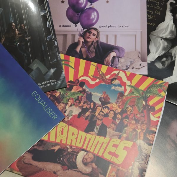 A photo of vinyl music releases