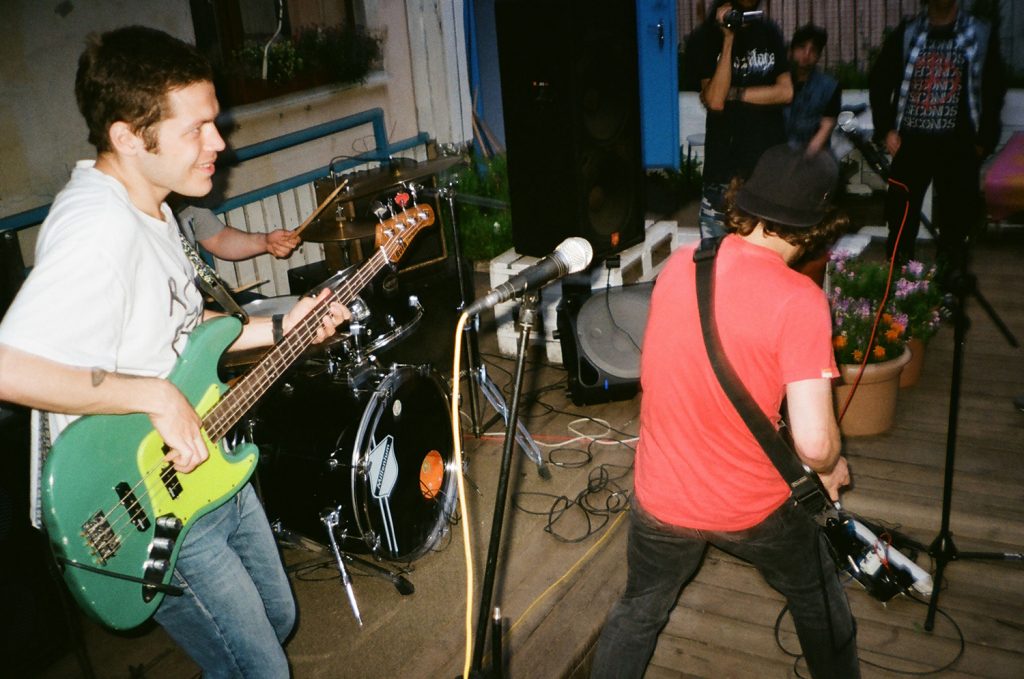 Rock band playing a small gig